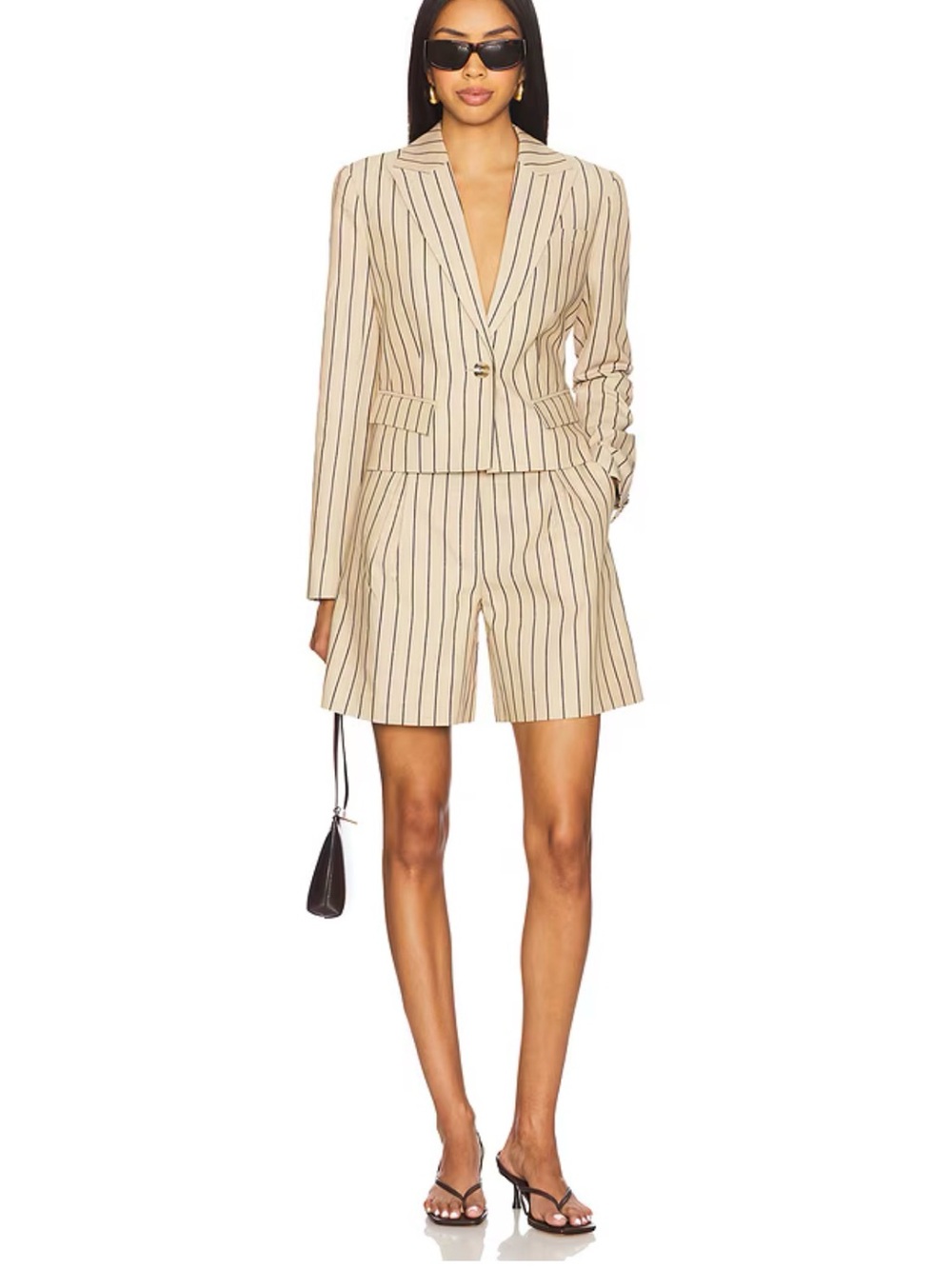 Favorite daughter Striped Beige Tailored blazer and short set XS NWT